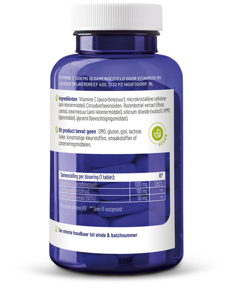 Vitakruid Vitamine C 1000 Met Bioflavonoïden & Rozenbottel (90 tabletten) - image 2