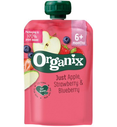 Organix Apple strawberry blueberry 6+ maanden bio (100 gr)