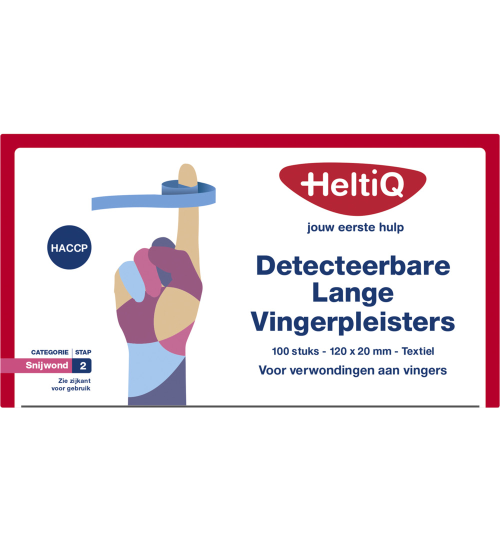 HeltiQ Detect vingerpleister lang textiel 120 x 20 (100 stuks)