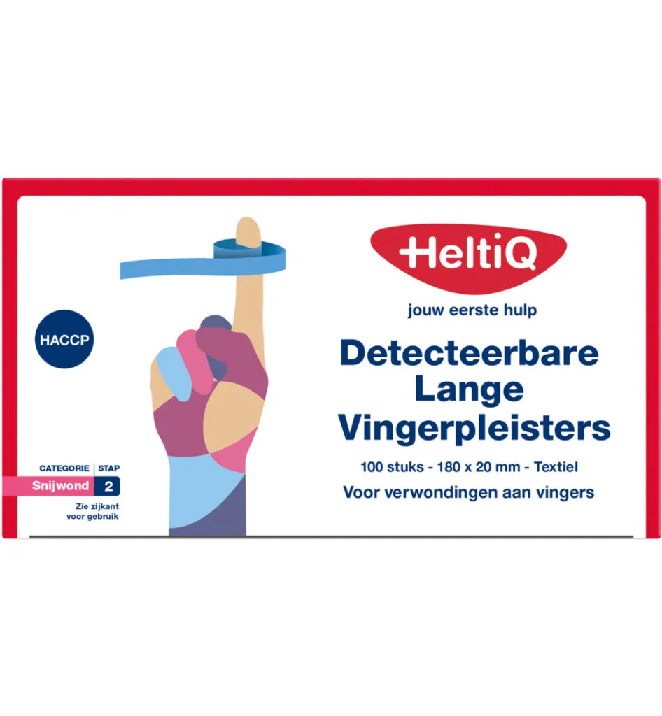 HeltiQ Detect vingerpleister lang textiel 180 x 20 (100 stuks)