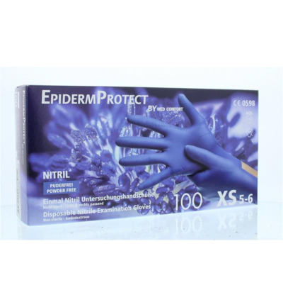 Epidermprotect Nitriel onderzoekhandschoen poedervrij XS blauw (100 stuks)
