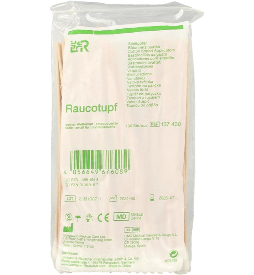 Lohmann & Rauscher Wattenstokje Kleine Tip Hout 15 Cm (100 stuks)