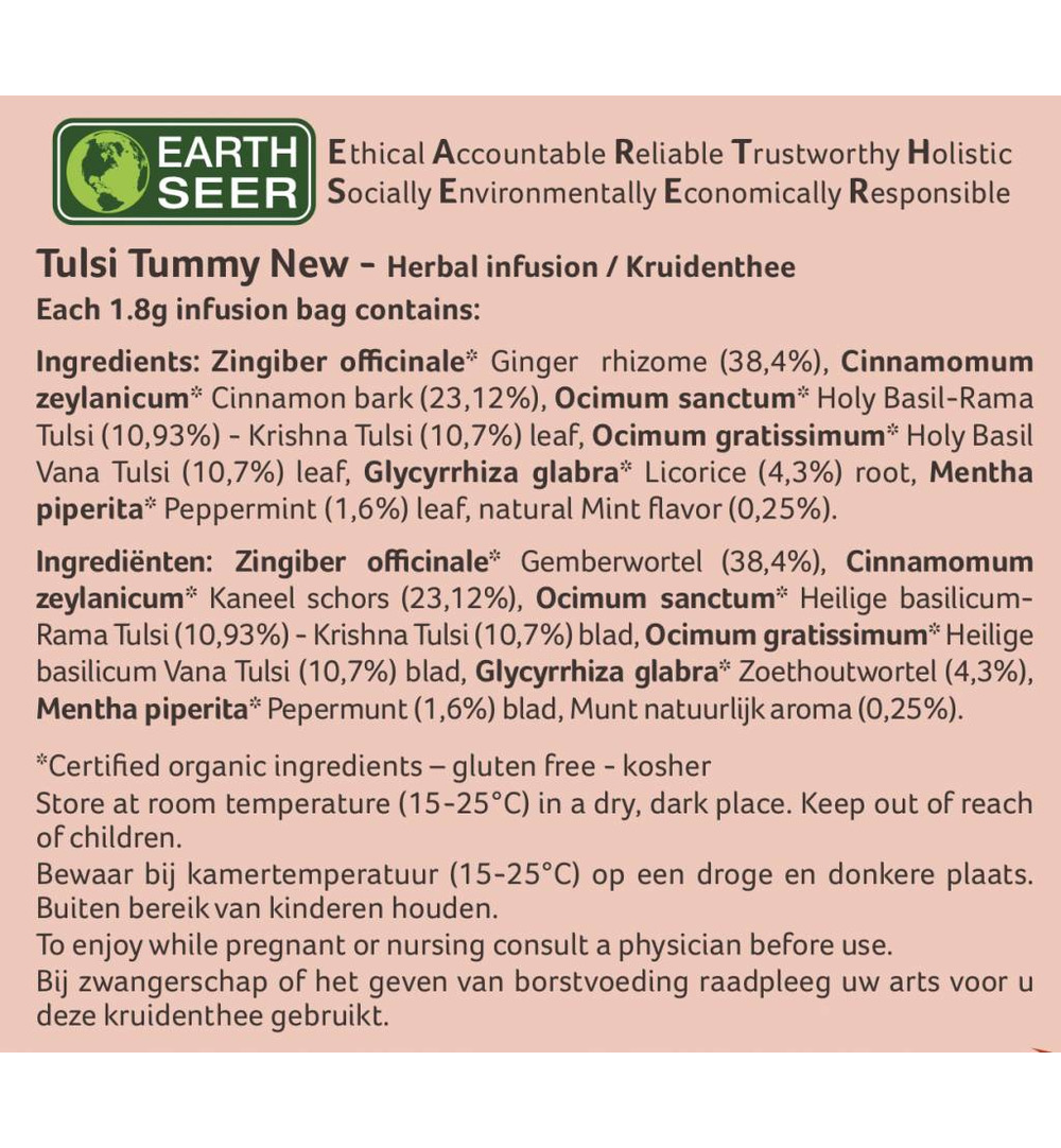 Organic India Tulsi Tummy Thee Bio (25 stuks)