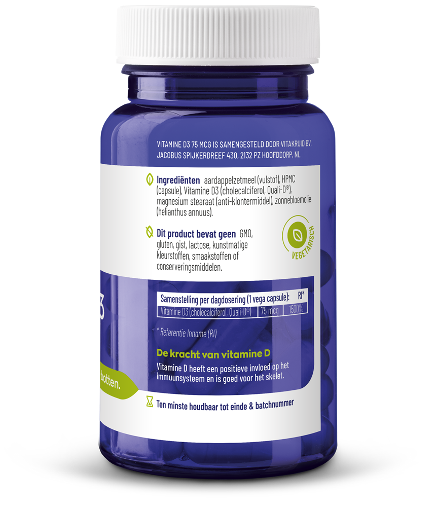 Vitakruid Vitamine D3 75 Mcg / 3000 Ie (60 vega capsules) - image 2