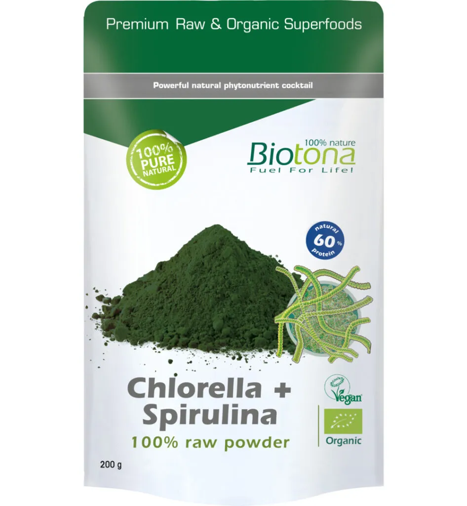 Biotona Chlorella & spirulina raw powder bio (200 gr)