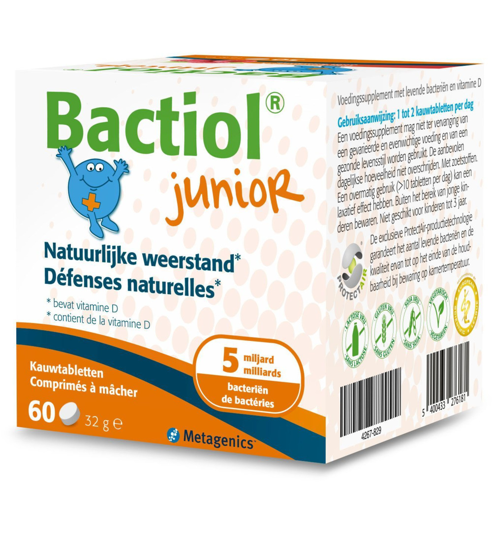 Metagenics Bactiol Junior Chew (60 kauwtabletten)
