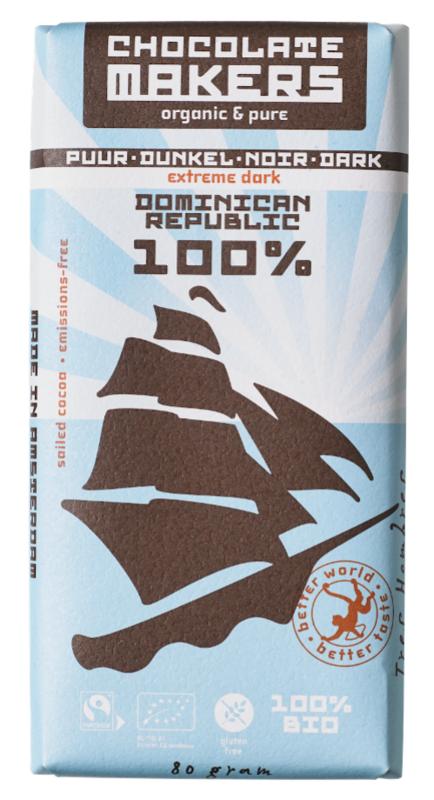 Chocolatemakers Reep Tres Hombres 100% Extra P Uur Fairtrade Bio (80 gr)