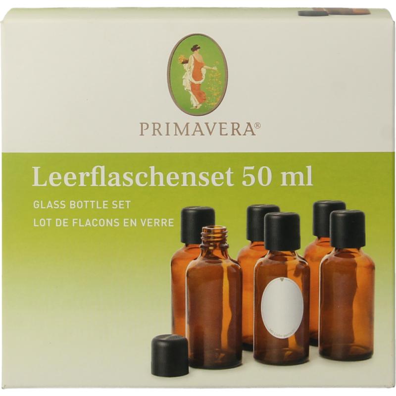 Primavera Lege flessen set 6x50ml schenk dop bruin glas (1 set)