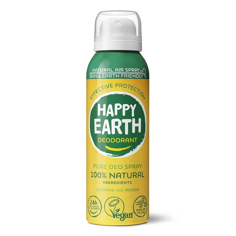 Happy Earth Natuurlijke deo natural air sp ray jasmine ho wood (100 ml)