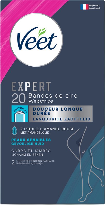 Veet Expert koude waxstrips benen s ensitive (20 stuks)