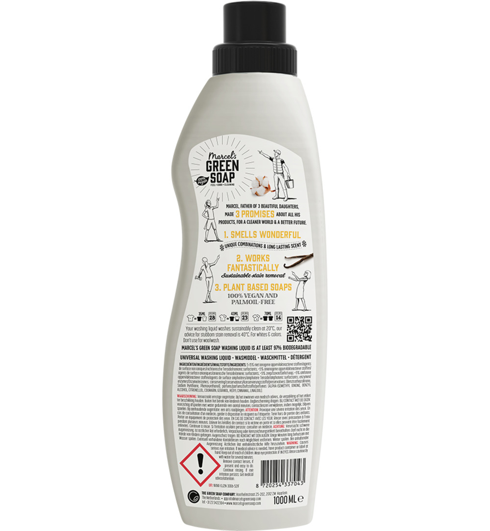 Marcel's Green Soap Wasmiddel Universeel Vanille & Katoen (1000 ml)