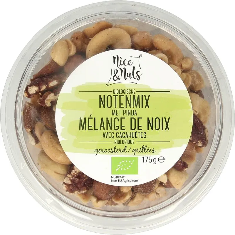 Nice & Nuts Notenmix Met Pinda Zonder Zeez Out Geroosterd Bio (175 gr)
