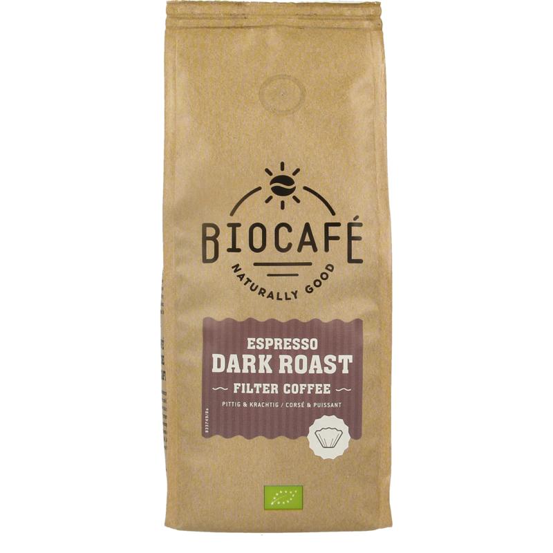 Biocafé Filterkoffie espresso dark roa st bio (250 gr)