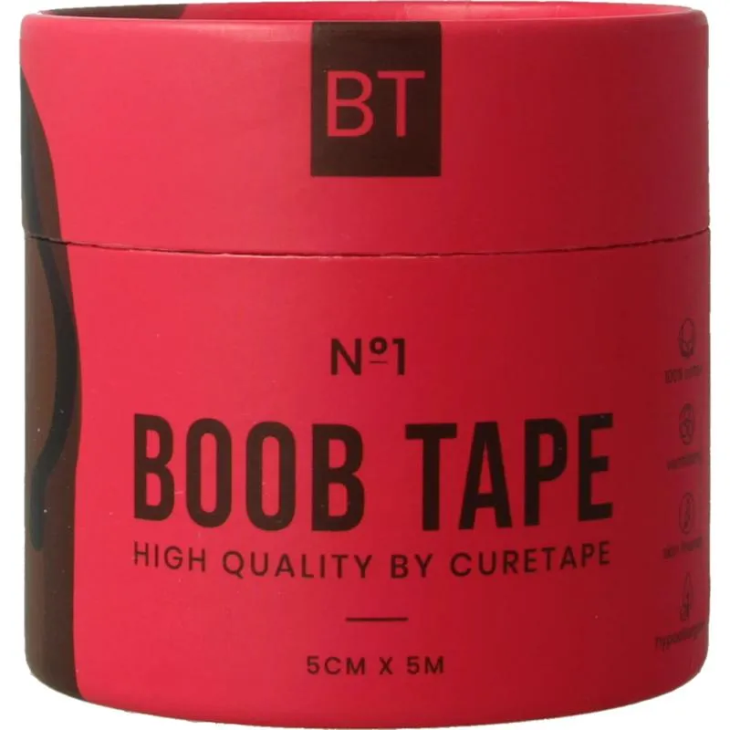 Curetape Boobtape no 1 incl. nipple cov ers - 5 cm x 5m blac (1 stuk)