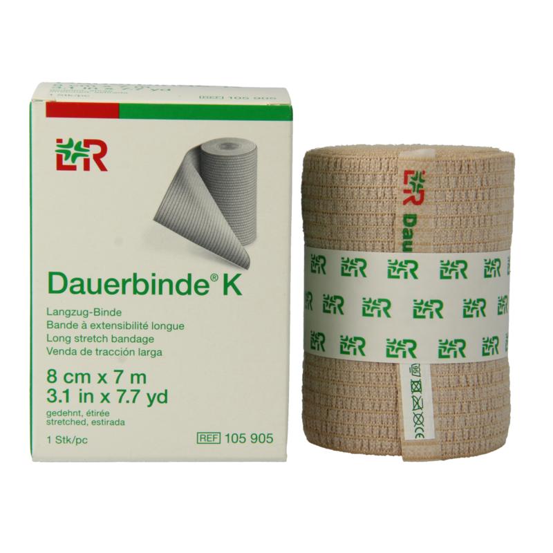Dauerbinde K elastische zwachtel 7m x 8 cm (1 stuk)