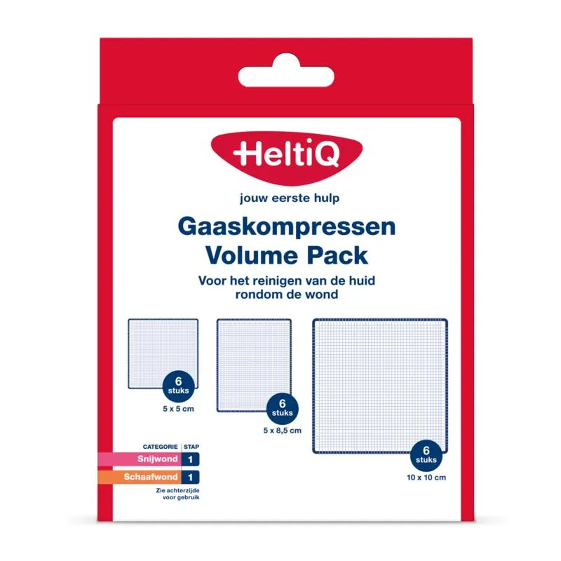 HeltiQ Gaaskompressen volume pack (18 stuks)