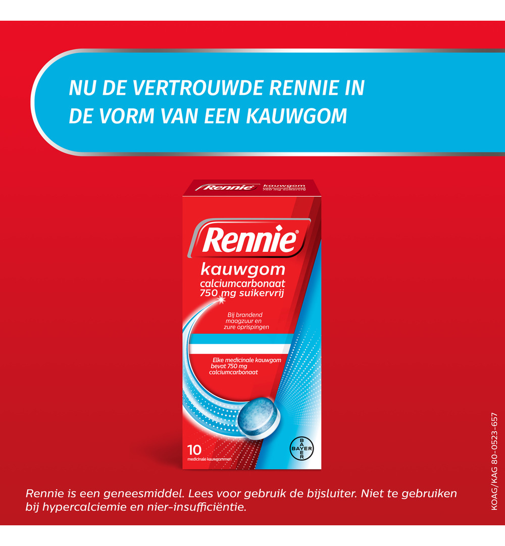 Rennie Kauwgom suikervrij 750mg (10stuks) - image 8