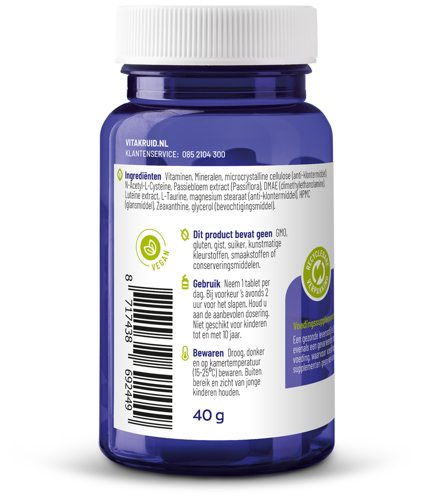 Vitakruid Multi Nacht Vrouw 50+ 100% Vegan (30 tabletten)