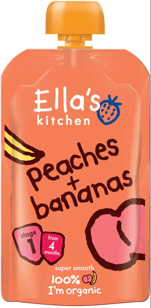 Ella's Kitchen Peaches & bananas 4 maand knijpzak (120 gr)