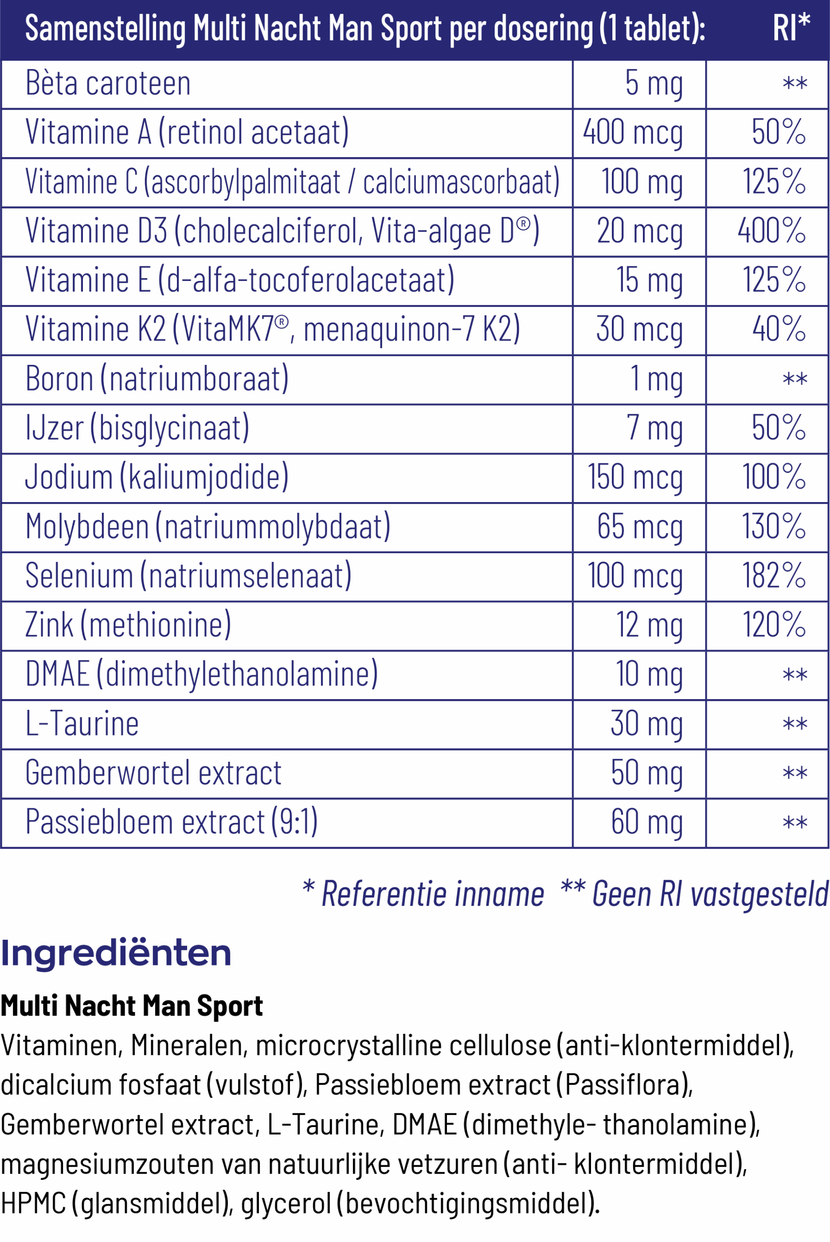 Vitakruid Multi Nacht Man Sport 100% Vegan (90 tabletten) - image 3