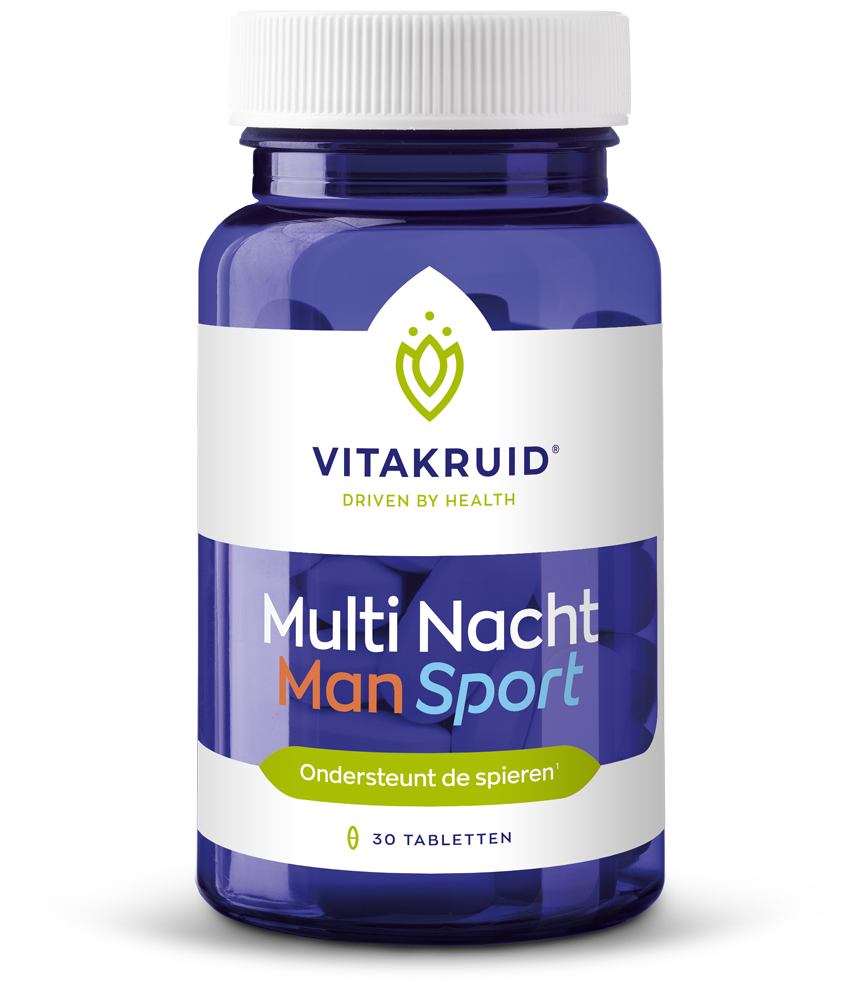 Vitakruid Multi Nacht Man Sport 100% Vegan (30 tabletten)