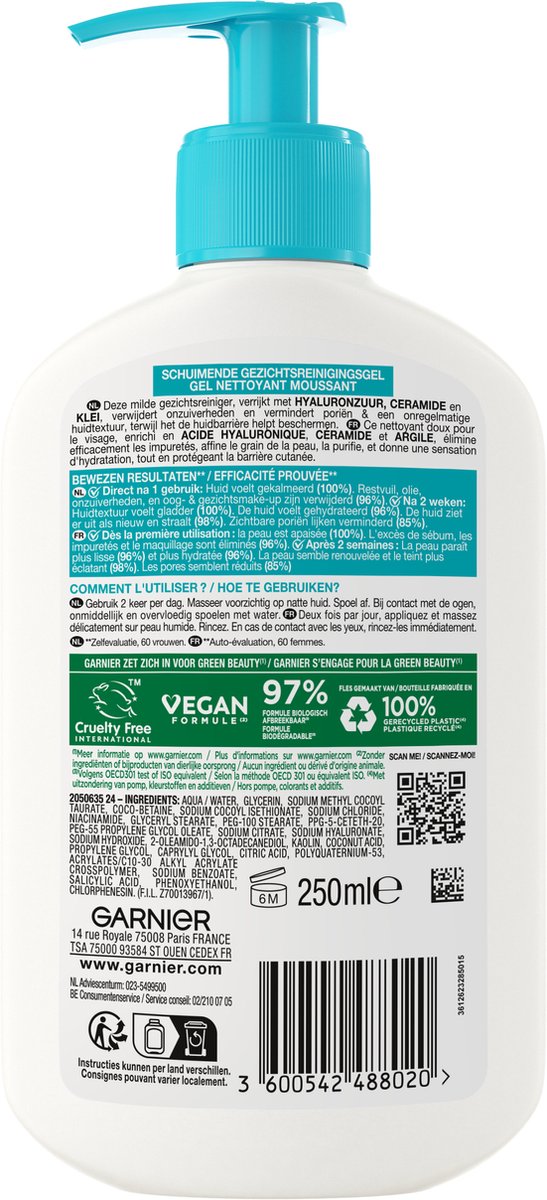 Garnier Pureactive hydraterende gezichtsreiniging (250 ml)