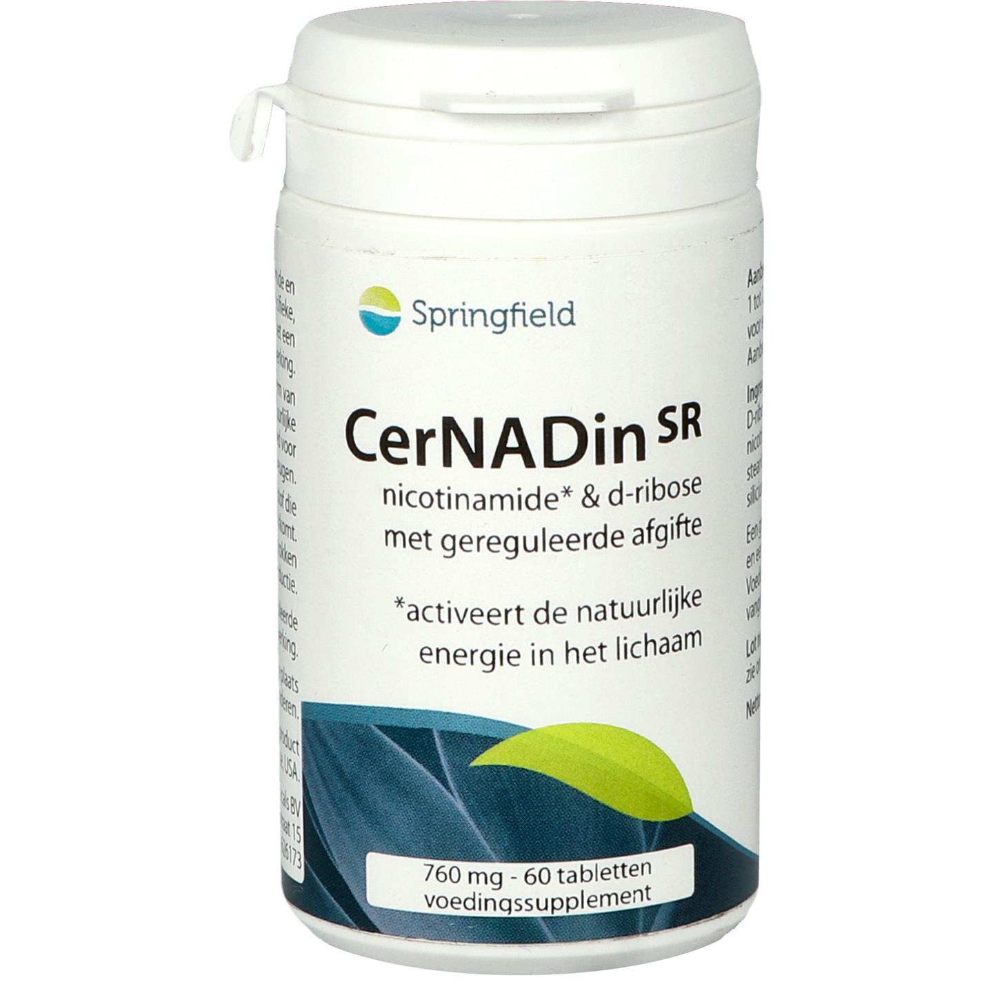 Springfield Cernadin SR nicotinamide & D-ribose 760mg (60 tabletten)