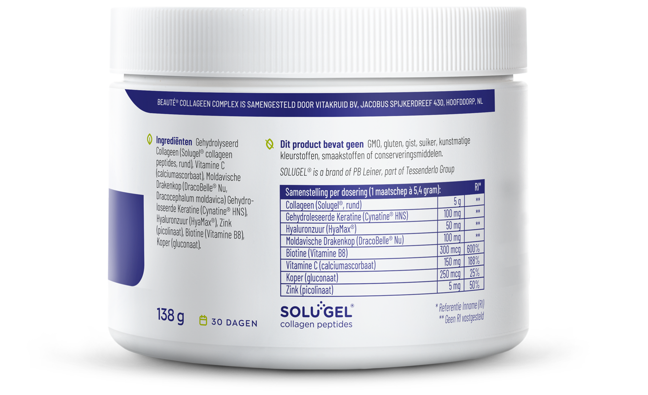 Vitakruid Beauté Collageen Complex Keratine Hyaluronzuur (138 gr) - image 2