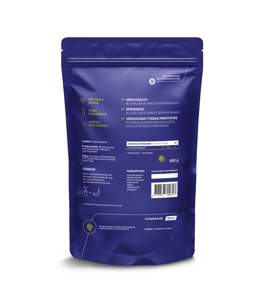 Vitakruid Creatine Monohydraat Gemicroniseerd Tot 200 Mesh (450 gr)