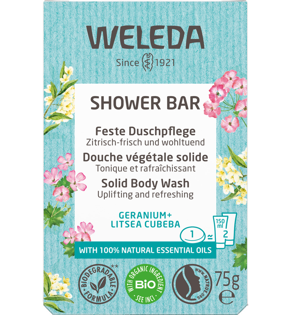 WELEDA Shower bar geranium + litsea cubeba (75 gr)