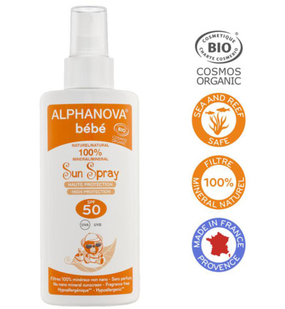 Alphanova Sun Sun zonnebrand spray SPF50 baby zonder parfum (125 ml)