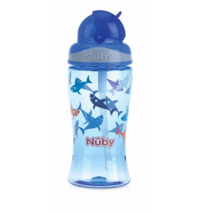 Nuby Flip it beker 360ml blauw 3+ jaar (1 stuk)