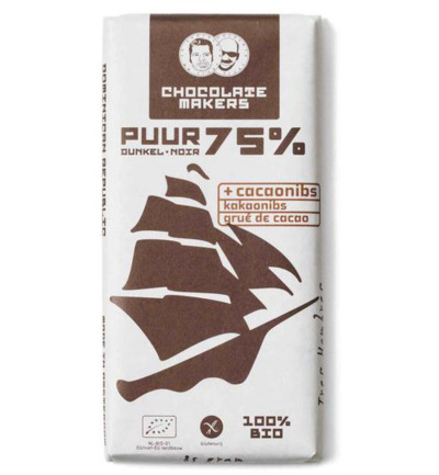 Chocolatemakers Tres Hombres 75% Cacaonibs Bio (80 gr)