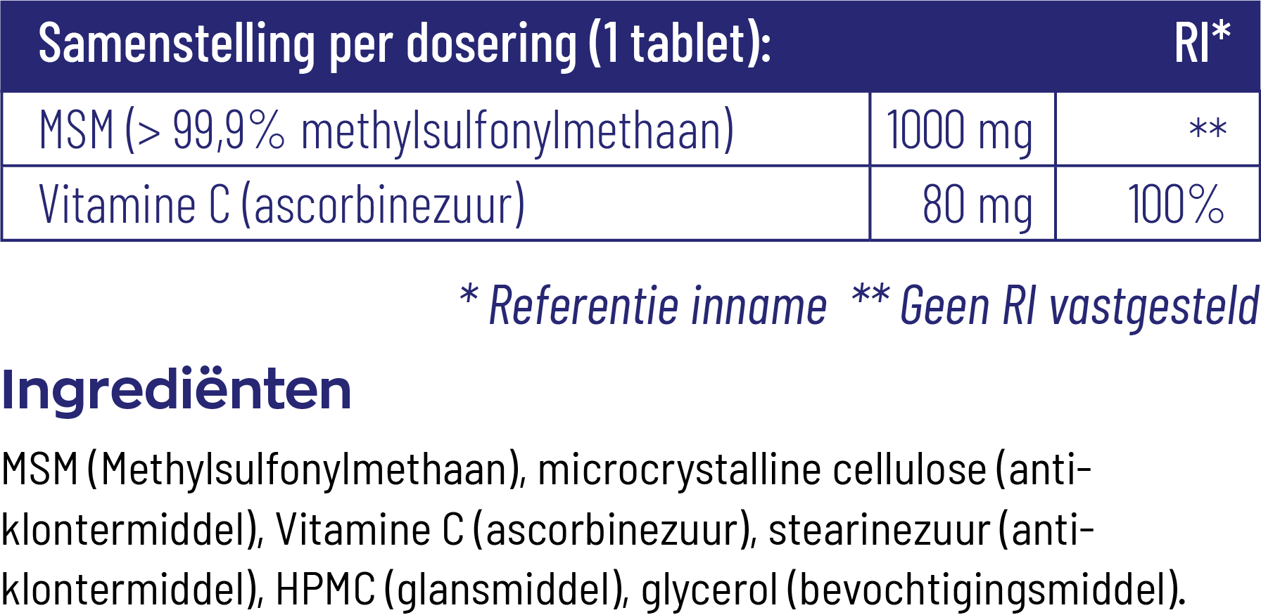 Vitakruid Msm 1000 Mg > 99,9% Zuiver + Vitamine C (120 tabletten) - image 3