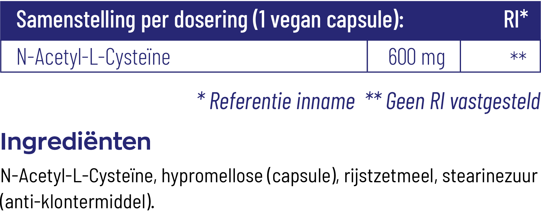 Vitakruid Nac 0 Mg N-Acetyl-L-Cysteïne (60 vega capsules) - image 3