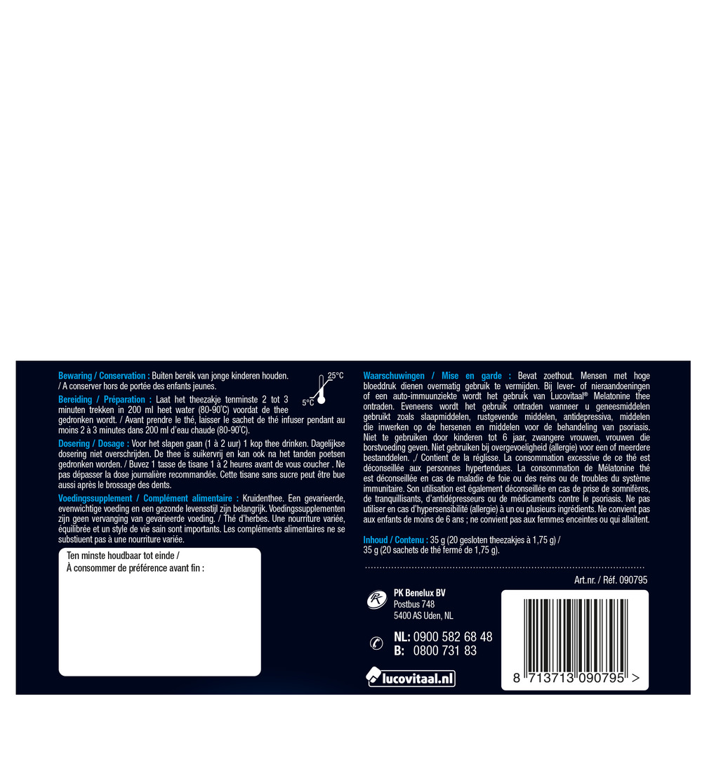 Lucovitaal Melatonine Kruidenthee (20 zakjes) - image 4