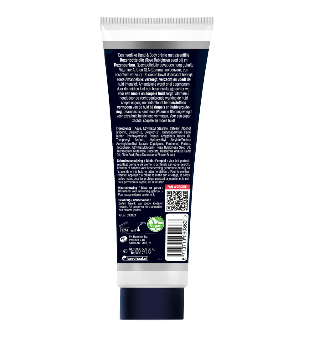 Lucovitaal Hand & Body Rozen Wonder Crème (100 ml)