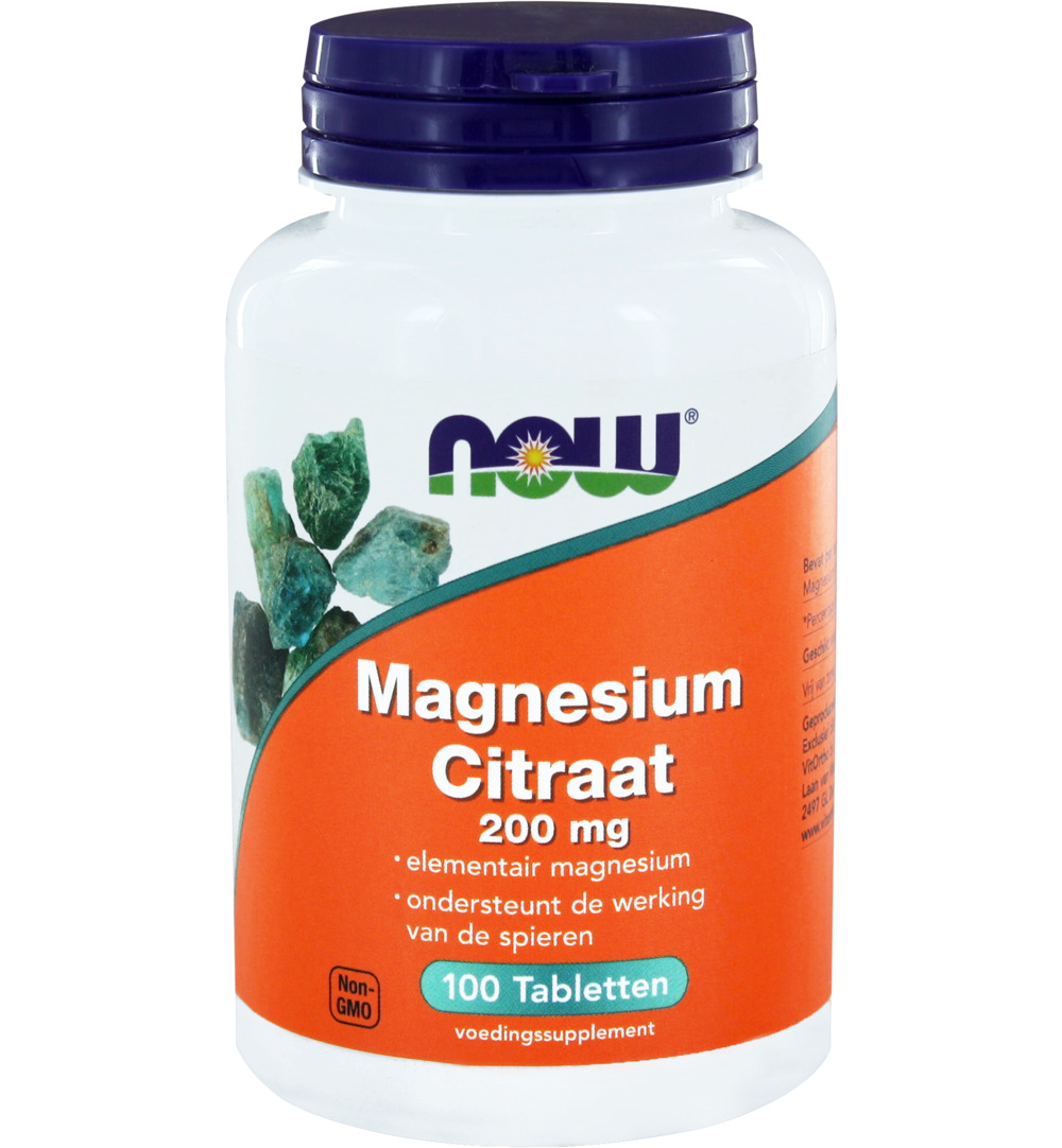 Now Magnesium citraat 200 mg (100 tabletten)