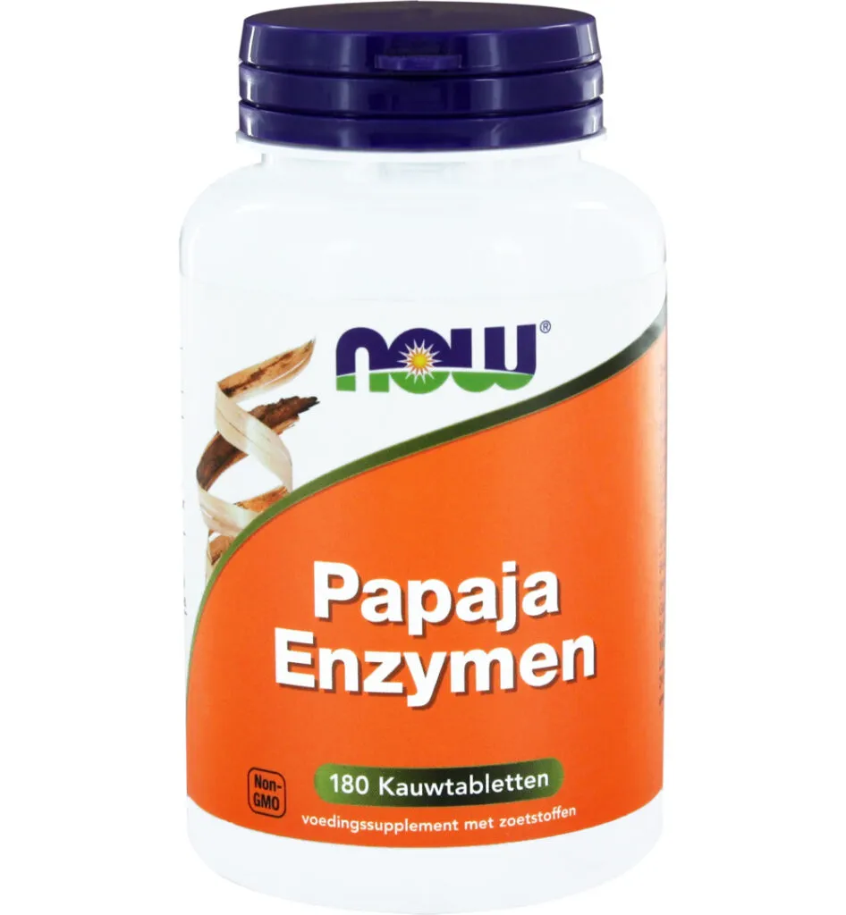 Now Papaya enzymen  (180 kauwtabletten)