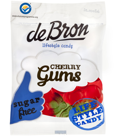 De Bron Kersen gums/cherry gums suikervrij (90 gr)