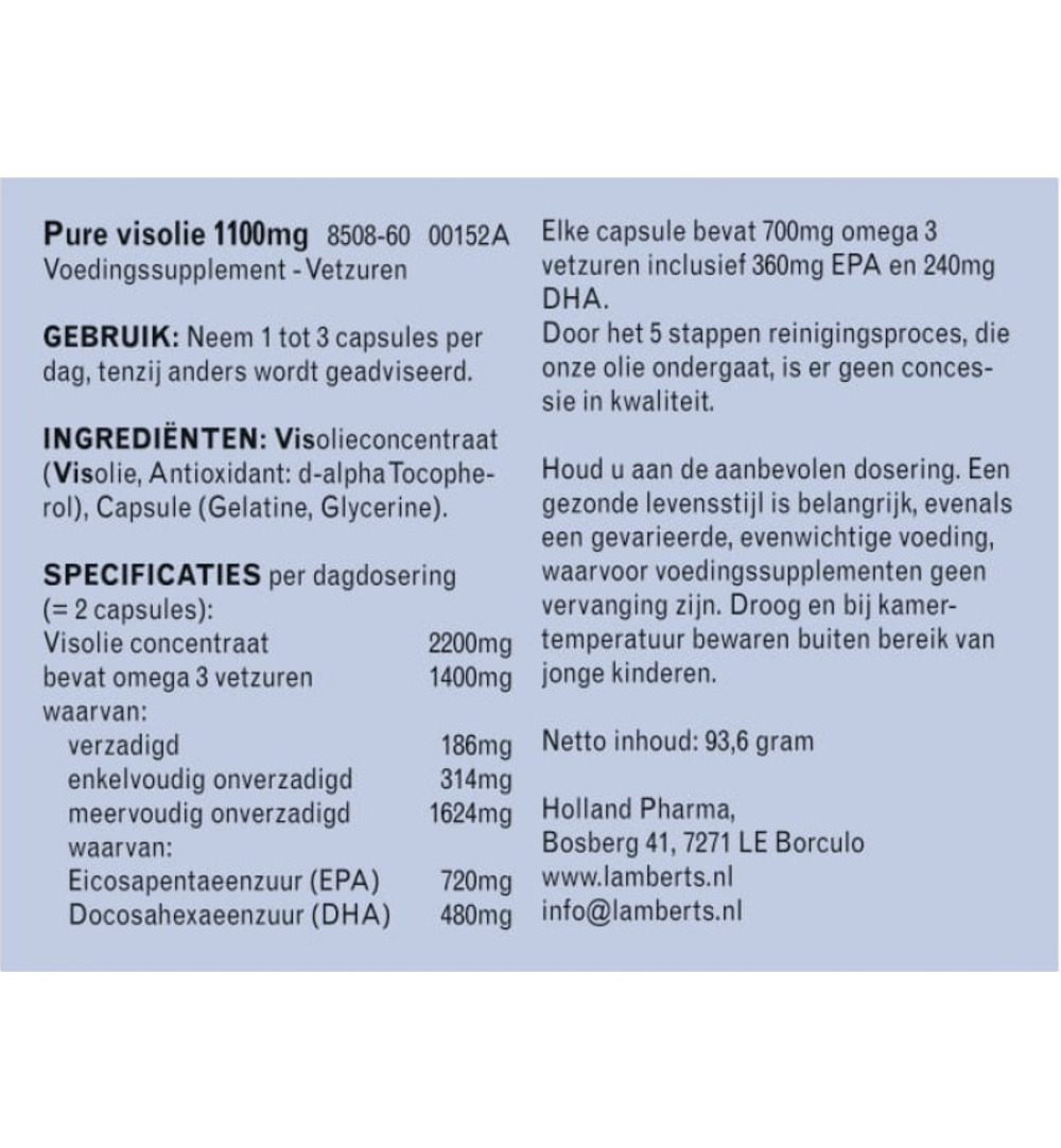 Lamberts Pure Visolie 1100Mg Omega 3 (60 capsules)