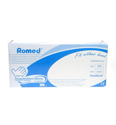 Romed Latex handschoen niet steriel gepoederd L (100 stuks)