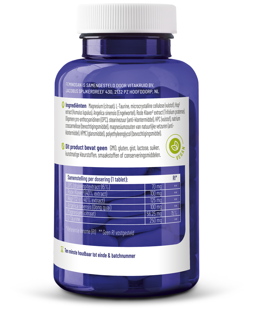 Vitakruid Feminosan Overgang Complex Oa Rode Klaver & Hop (90 tabletten) - image 2