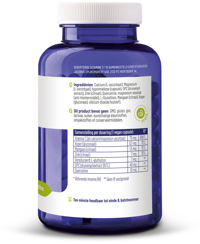 Vitakruid Gebufferde Vitamine C Met Oa Zink Opc Quercetine ( vega capsules) - image 2