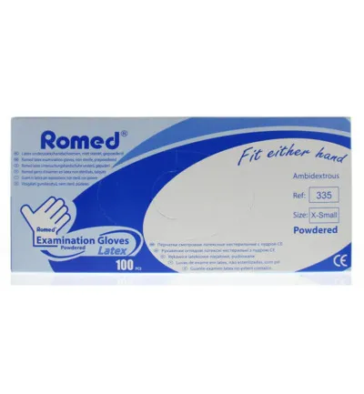 Romed Latex handschoen niet steriel gepoederd XS (100 stuks)