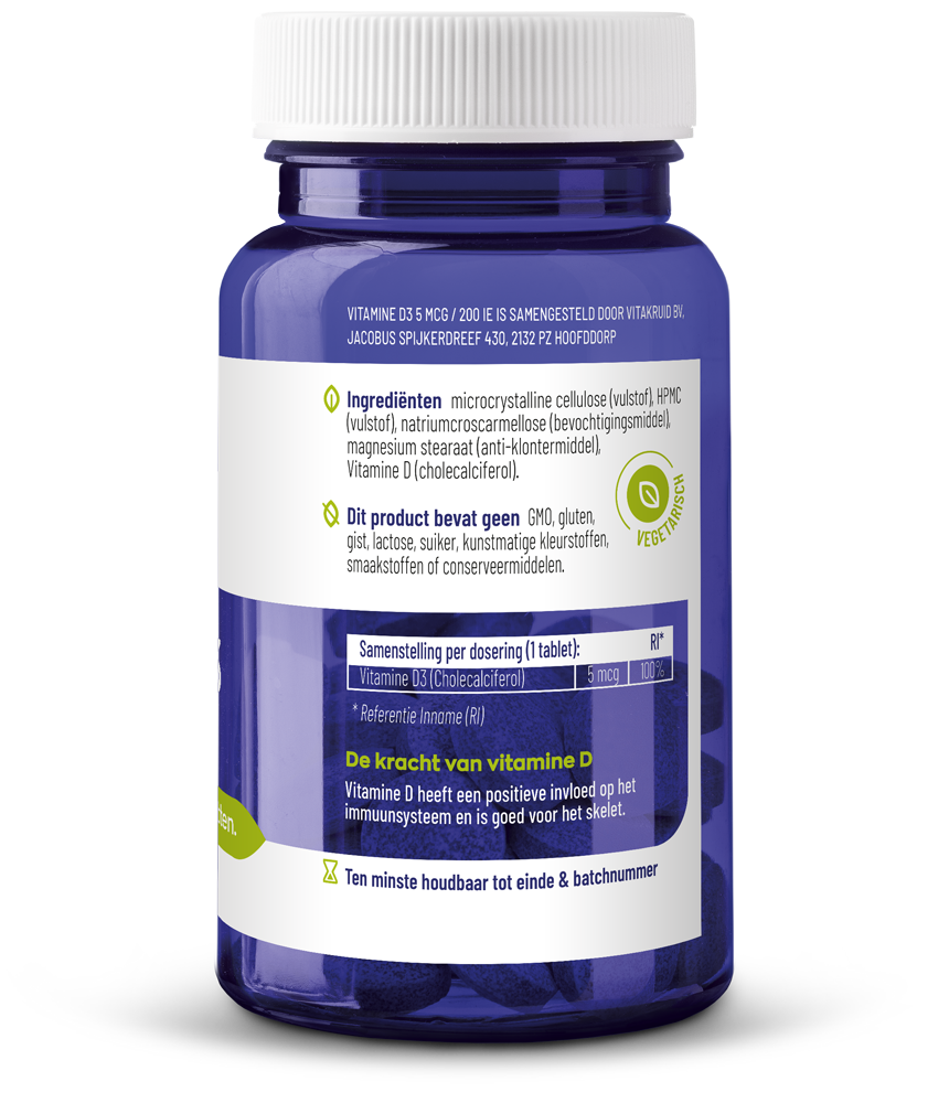 Vitakruid Vitamine D3 5 Mcg / 200 Ie (240 tabletten) - image 2
