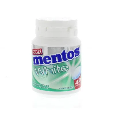 Mentos Gumgreenmint white pot (40 stuks)