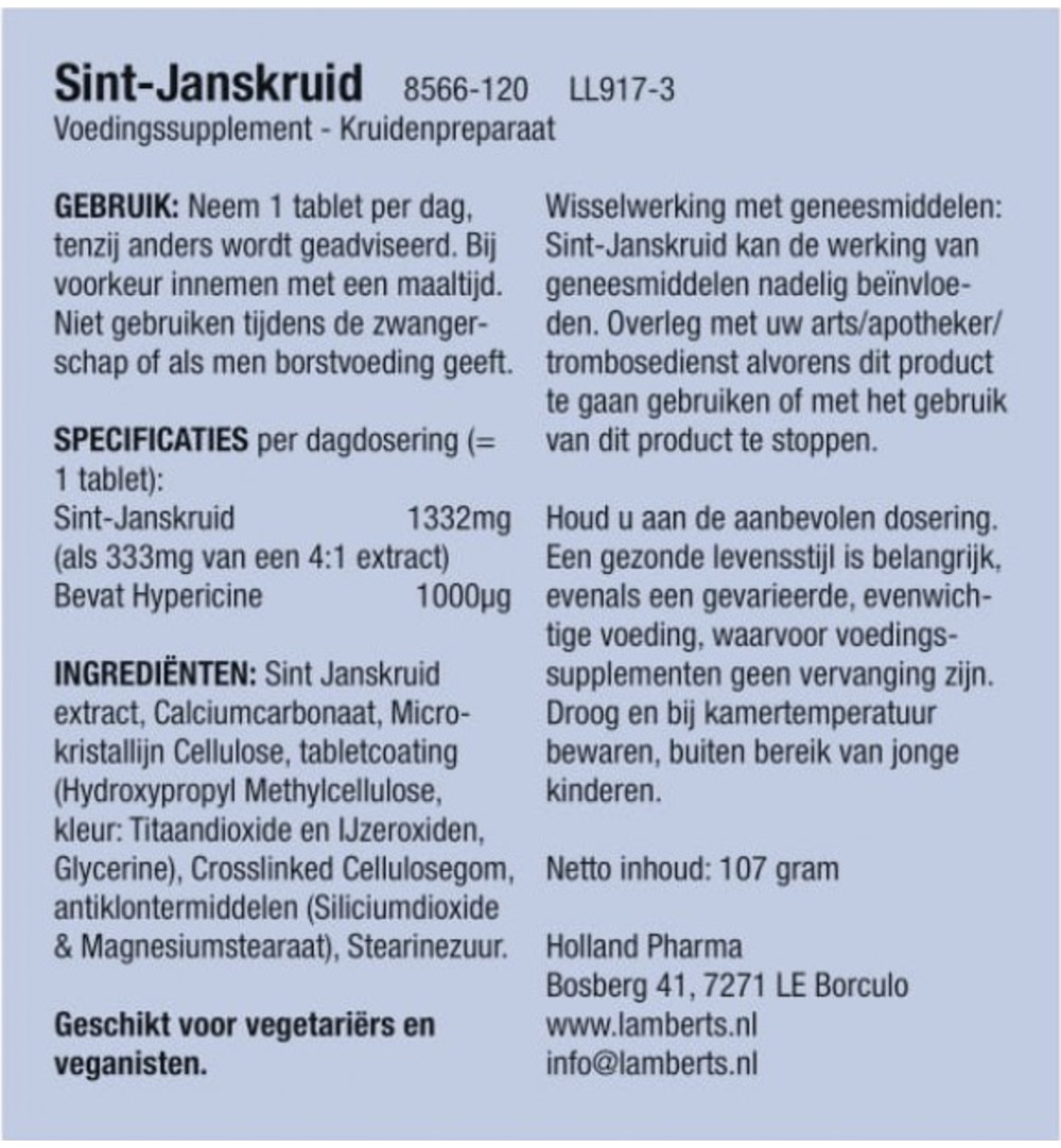 Lamberts St Janskruid (120 tabletten)