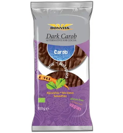 Bonvita Rijstwafels Puur Carobe Bio (100 gr)