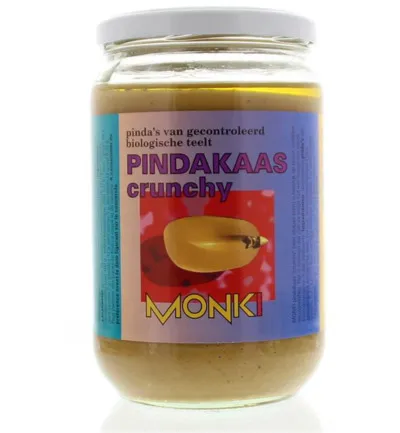 Monki Pindakaas crunchy met zout eko bio (650 gr)